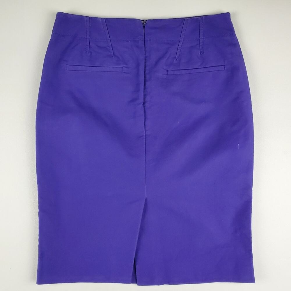 J. Crew No. 2 Stretch Pencil Skirt Sleek Fitted Mini Pleated Zip Purple Size 00 - Picture 4 of 7